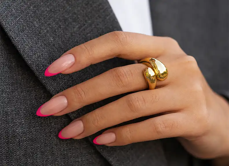 Pink French Almond Nails