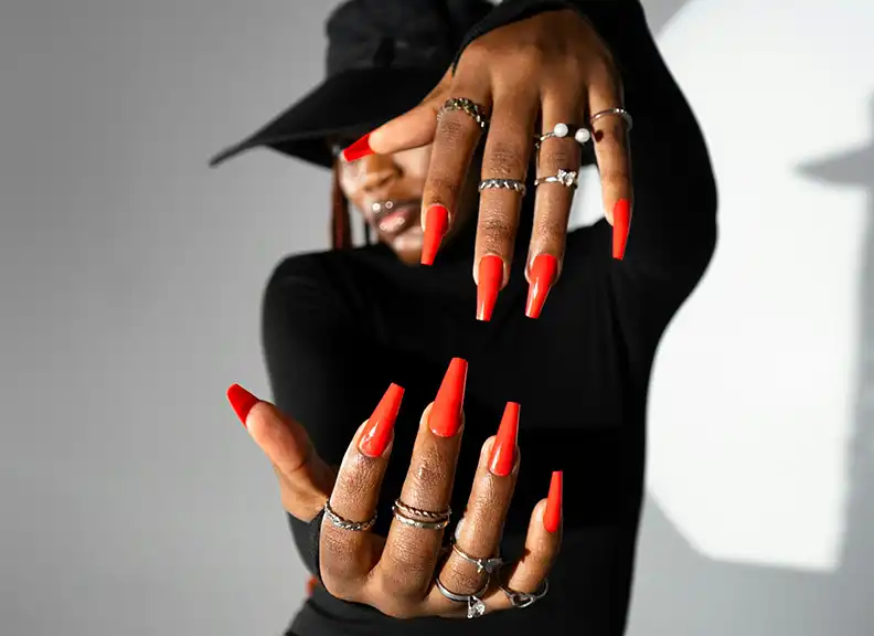 Large orange press-on nails