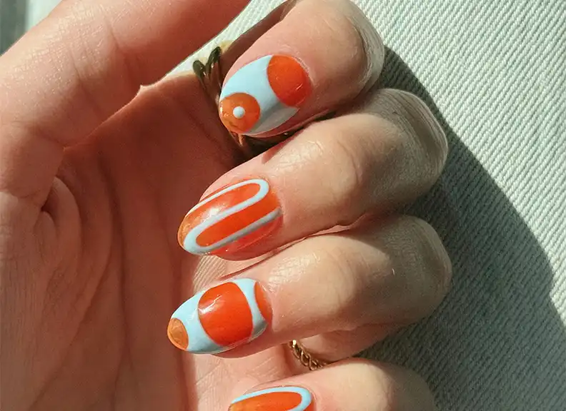 Orange almond nails